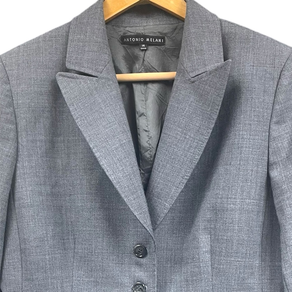 Antonio Melani Three Button Blazer Jacket Gray Size 14 - Picture 2 of 7